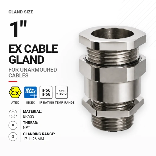 Cable gland 1" 32 Brass | Non-armoured | NPT
