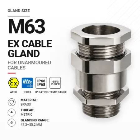 Cable gland M63 Brass | Non-armoured | Metric