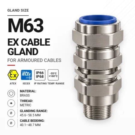 Cable gland M63 63S Brass | Armoured | Metric
