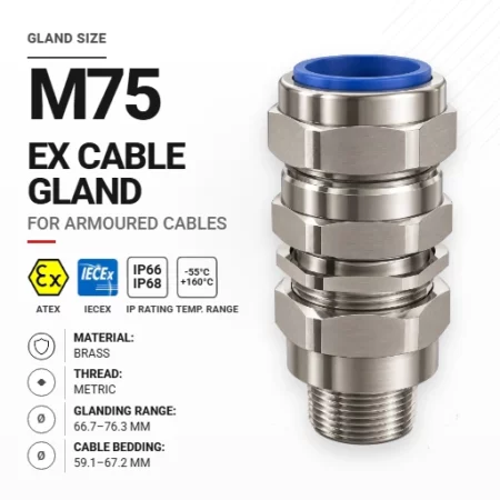 Cable gland M75 Brass | Armoured | Metric