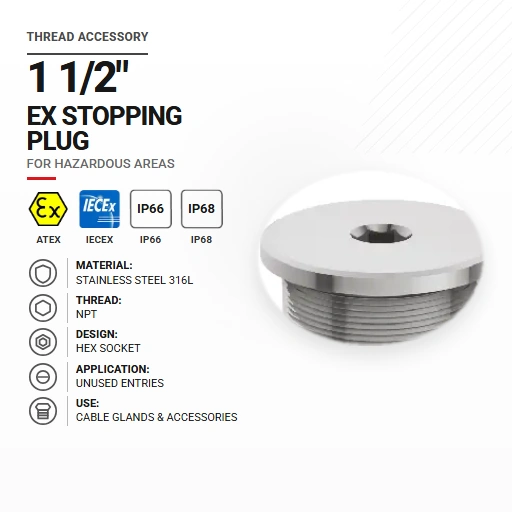 Zaślepka 1 1/2" Stal nierdzewna 316L | NPT