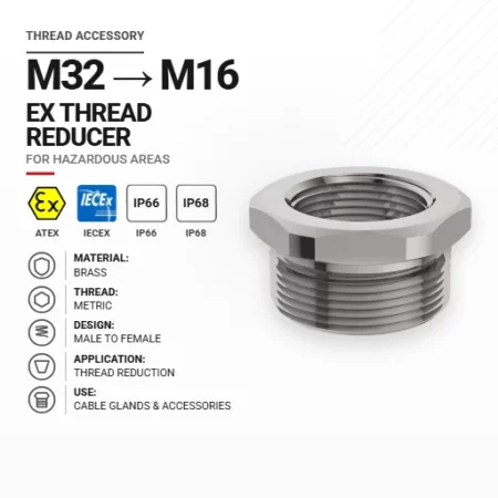 Redukcja gwintu M32 → M16 Mosiądz | Metryczna