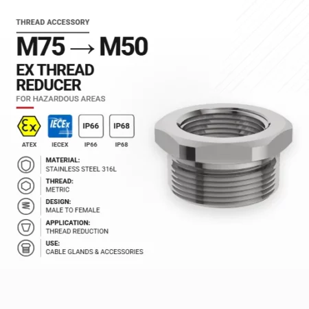 Redukcja gwintu M75 → M50 Stal nierdzewna 316L | Metryczna