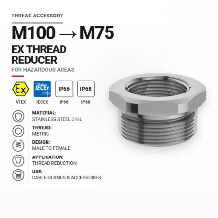 Redukcja gwintu M100 → M75 Stal nierdzewna 316L | Metryczna