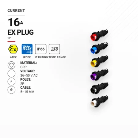 Wtyk 16 A | 36–50 V AC | 2P