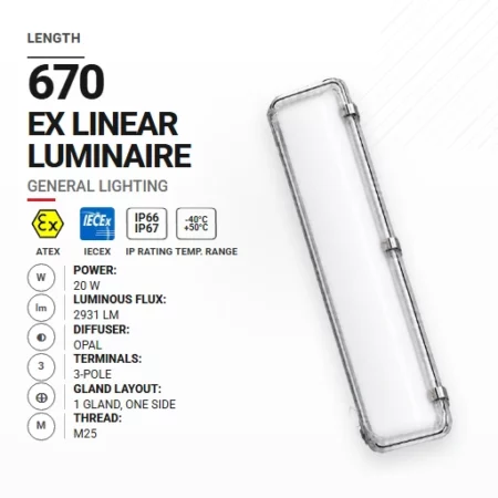 OptiLine 670 mm 20 W | Opal | M25 | Ogólne