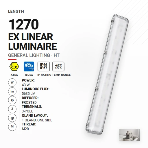 PrimeLine 1270 mm 43 W | Mrożony | M20 | Ogólne | HT