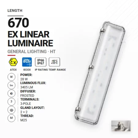 PrimeLine 670 mm 28 W | Mrożony | M25 | Ogólne | HT